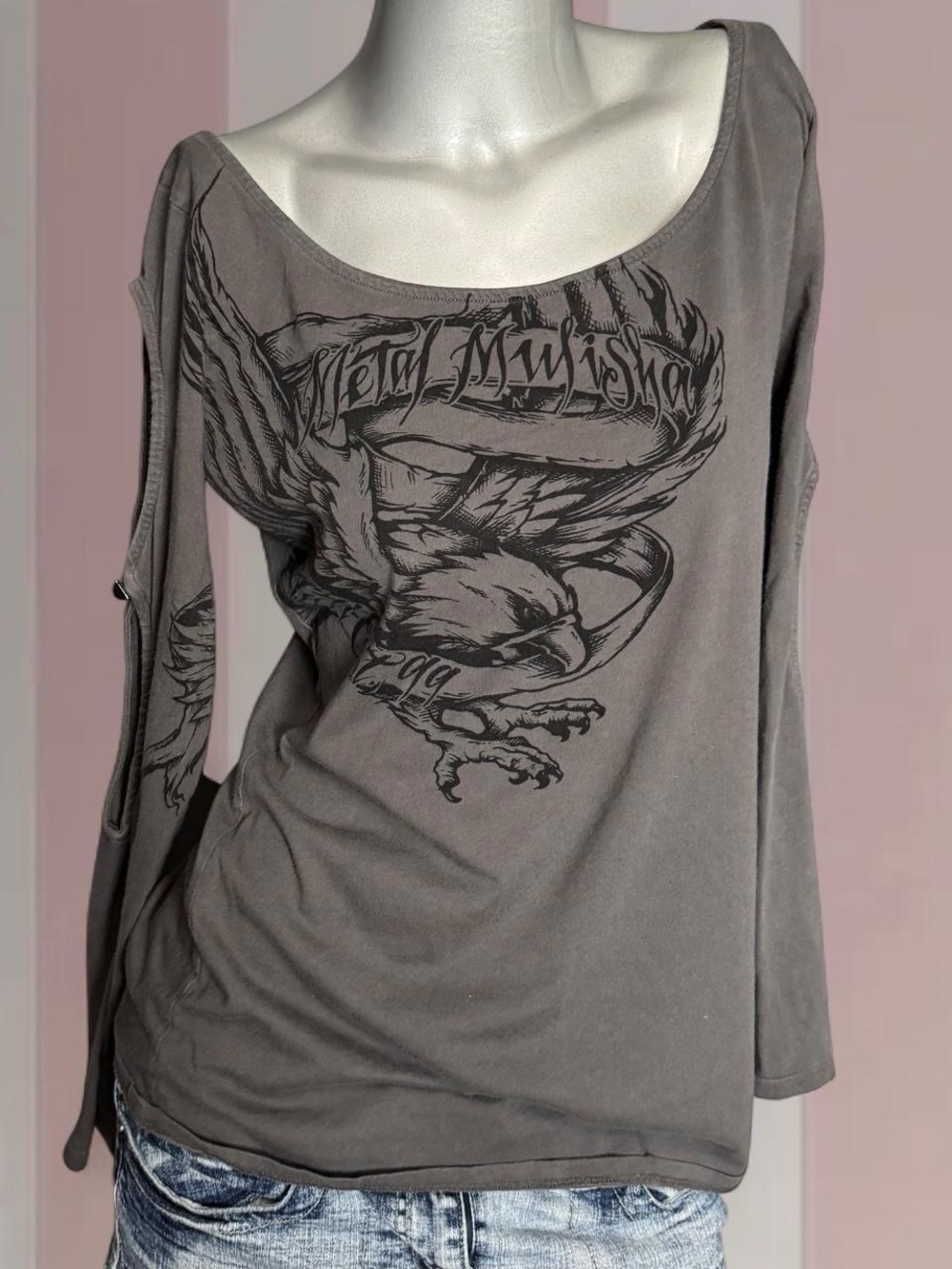 Metal Mulisha Y2K cut-Out Arm Punk Gothic Long Sleeve